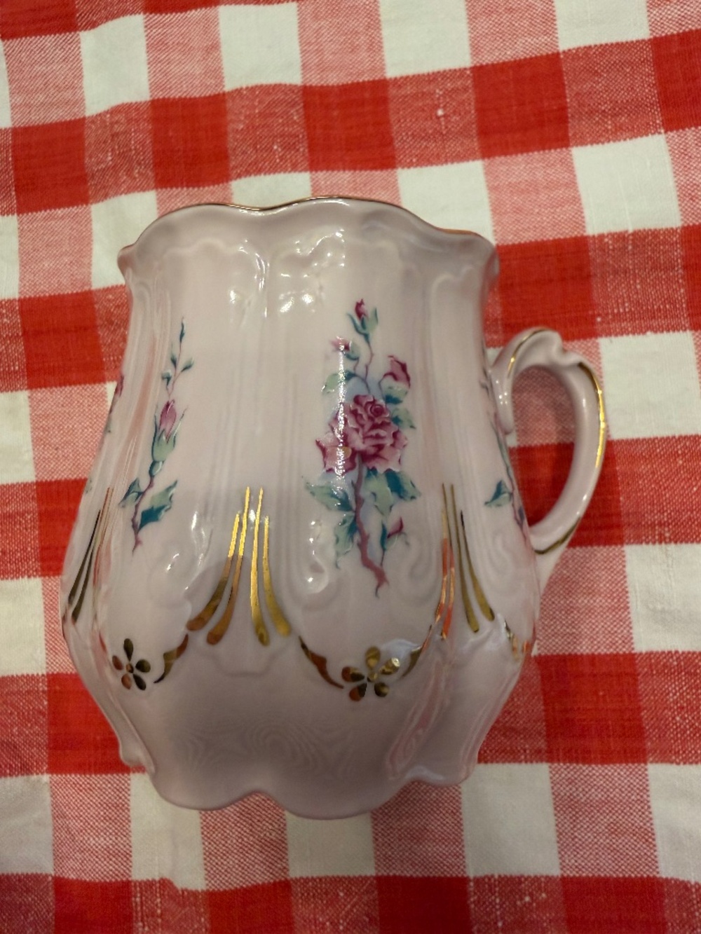 14K Gold- Original Rosa Porzellan Czech Republic Handpainted Cup.